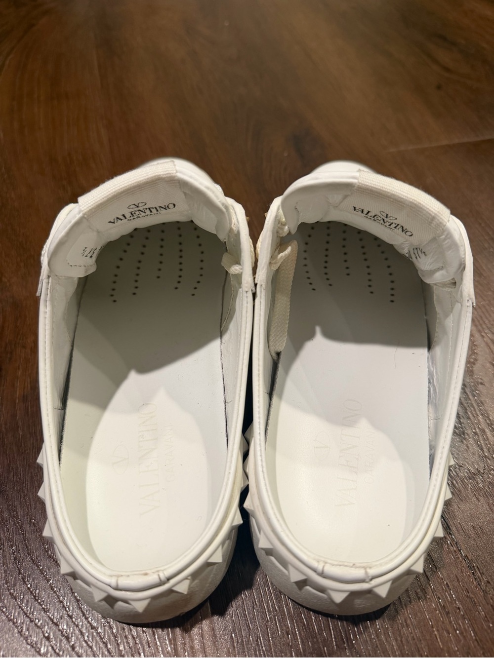 Valentino White Leather Rockstud Mule Sneakers - Picture 6 of 6